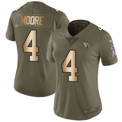 Nike Arizona Cardinals #4 Rondale Moore OliveGold Women's Stitched NFL Limited 2017 Salute To Service Jersey